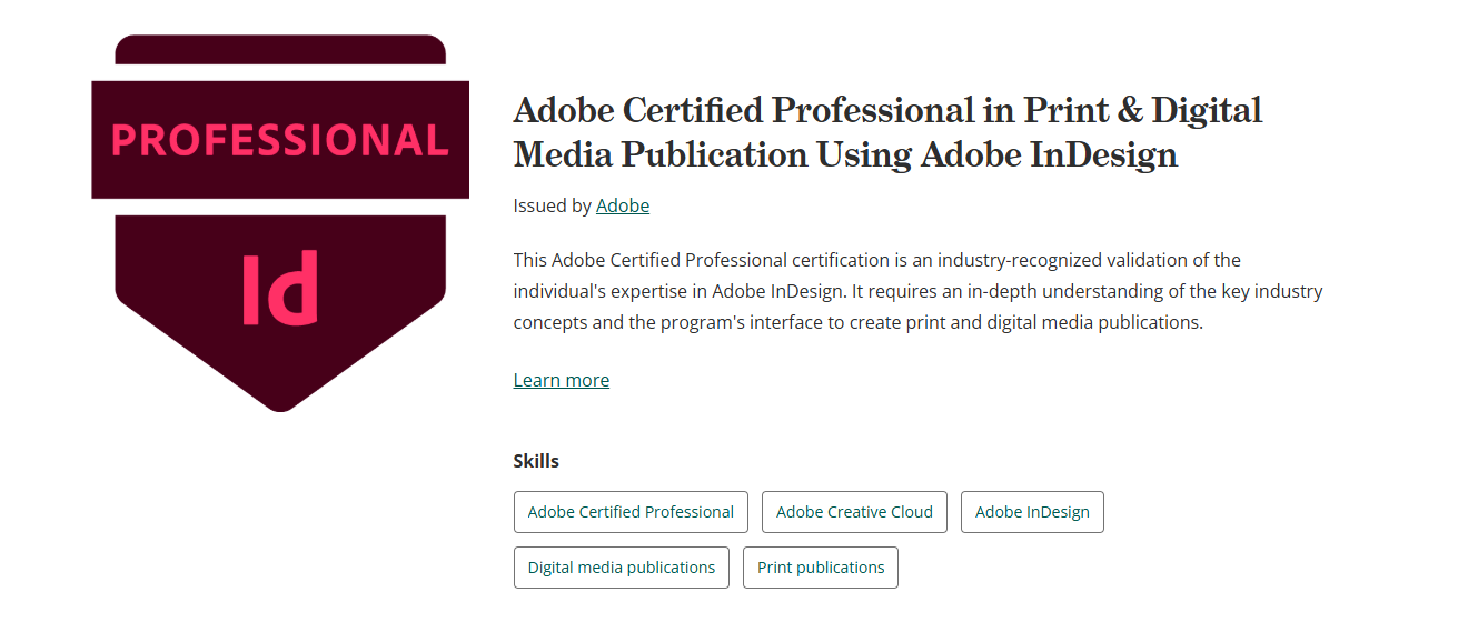 Certification Adobe InDesign